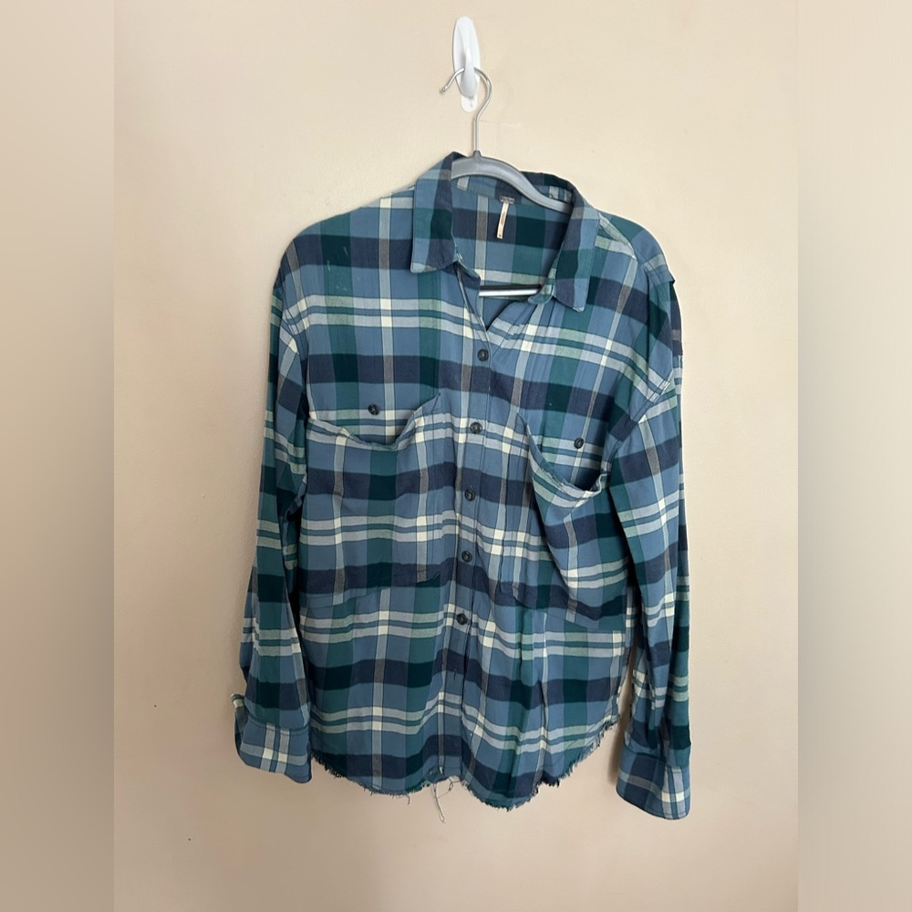 Free People - Flannel Design Oversized Shirt